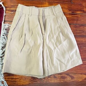 Zara Beige Pleated Shorts
